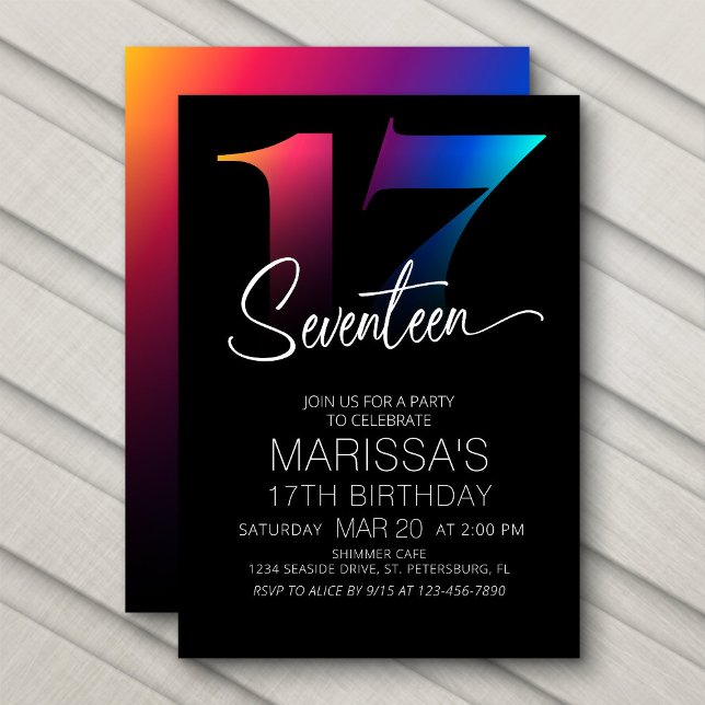17th Birthday Modern Invitation (Creator Uploaded)