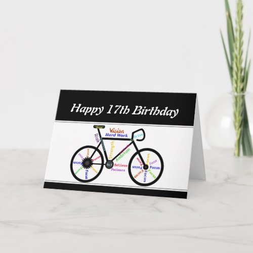 17th Birthday Motivational Bike Bicycle Cycling Card