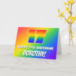 [ Thumbnail: 17th Birthday: Multicolored Rainbow Pattern # 17 Card ]