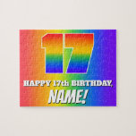 [ Thumbnail: 17th Birthday — Multicolored Rainbow Pattern “17” Jigsaw Puzzle ]