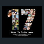 17th Birthday Number 17 Custom Photo Collage Poster<br><div class="desc">Mark years of wonderful memories and adventures with this captivating 17th Birthday Number Photo Collage. This customizable template is the perfect blend of creativity and sentiment, allowing you to create a truly memorable and personalized gift for your loved one's special day. Capture the essence of incredible years in a single...</div>