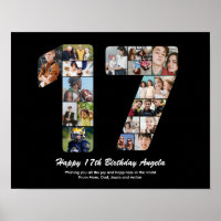 17th Birthday Number 17 Custom Photo Collage