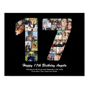 17th Birthday Number 17 Custom Photo Collage Poster