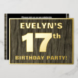 [ Thumbnail: 17th Birthday Party: Bold, Faux Wood Grain Pattern Invitation ]