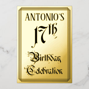 17th Birthday Party — Elegant Script + Custom Name Foil Invitation