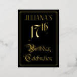 [ Thumbnail: 17th Birthday Party — Fancy Script & Custom Name Invitation ]