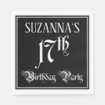 [ Thumbnail: 17th Birthday Party — Fancy Script + Custom Name Napkins ]