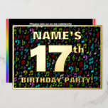 [ Thumbnail: 17th Birthday Party — Fun, Colorful Music Symbols Invitation ]