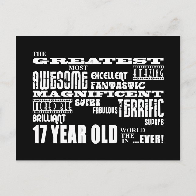 17th Birthday Party Greatest Seventeen Year Old Invitation Postcard (Front)