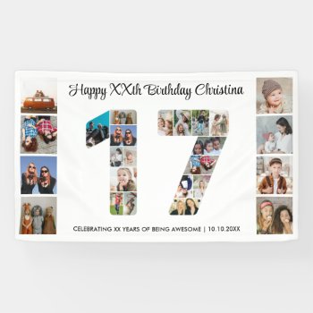 17th Birthday Party Number 17 Photo Collage Banner by raindwops at Zazzle