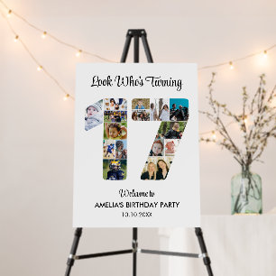 17th Birthday Party Number 17 Photo Collage Foam Board