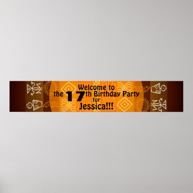 17th Birthday Party Personalized Banner 60x11 Poster (Front)