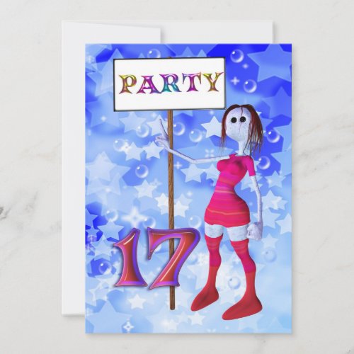 17th Birthday party sign board invitation