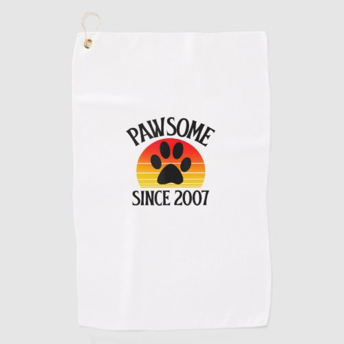 17th Birthday Pawsome Since 2007 17 Year Old Cat L Golf Towel