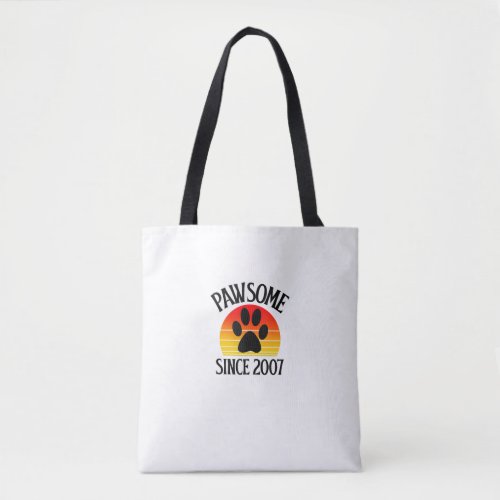 17th Birthday Pawsome Since 2007 17 Year Old Cat L Tote Bag