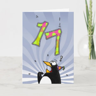17th Birthday - Penguin Surprise Card
