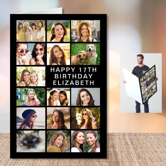 17th Birthday Photo Collage Jumbo Card (Creator Uploaded)