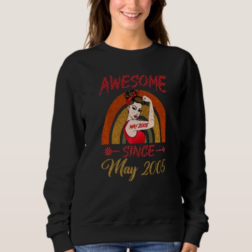 17th Birthday Queen Awesome Since May 2005 Rainbow Sweatshirt