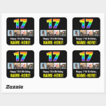 [ Thumbnail: 17th Birthday: Rainbow “17”; Custom Photos & Name Sticker ]