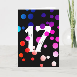 17th Birthday Rainbow Dots on Black Card