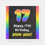 [ Thumbnail: 17th Birthday: Rainbow Spectrum # 17, Custom Name Napkins ]