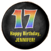 17th Birthday - Rainbow Spectrum Pattern Number 17 Chocolate Covered Oreo (Front)