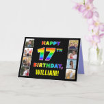 [ Thumbnail: 17th Birthday: Rainbow Text, Custom Photos & Name Card ]