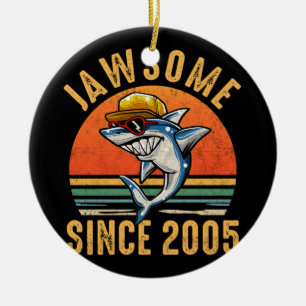 17th Birthday Shark 17 Year Old Jawsome Since 2005 Ceramic Ornament