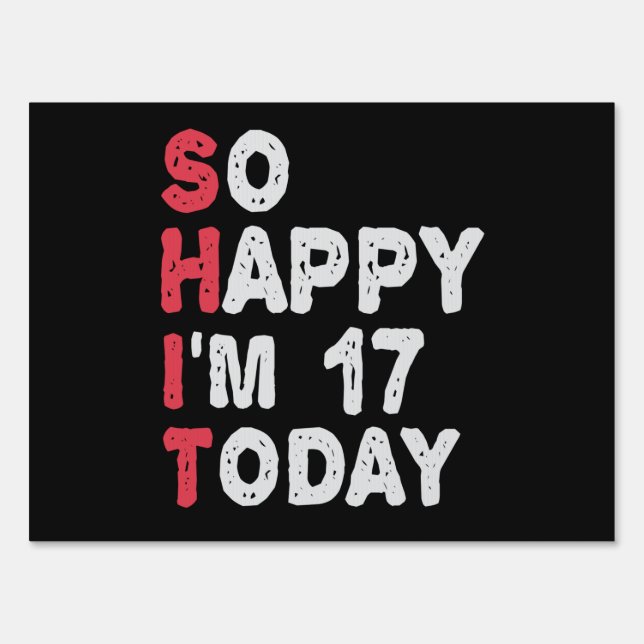 17th Birthday So Happy I'm 17 Today Gift Funny Sign (Front)