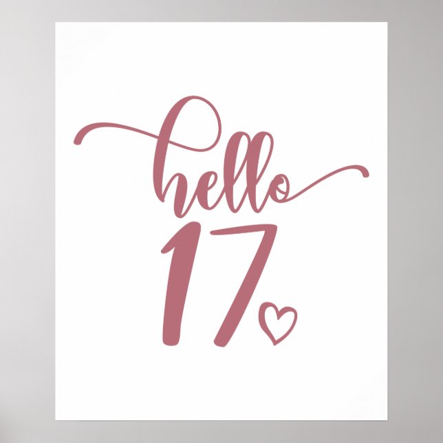 17th Birthday Women Hello 17 Cute 17 Years Old Poster (Front)