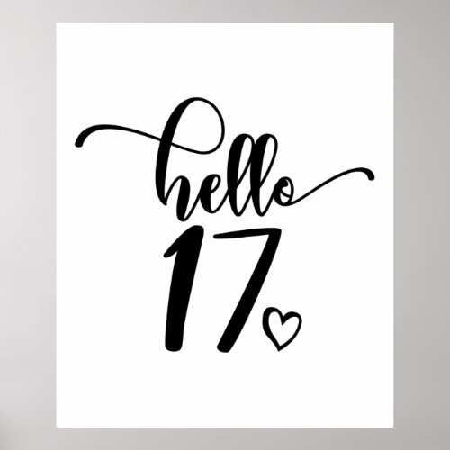 17th Birthday Women Hello 17 Cute 17 Years Old Poster