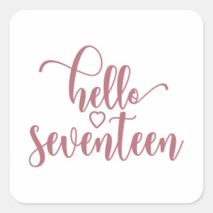 17th Birthday Women Hello 17 Cute 17 Years Old Square Sticker