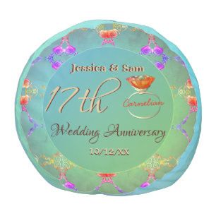 17th Carnelian Anniversary Round Pouf