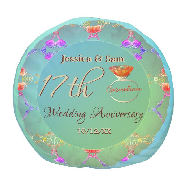 17th Carnelian Anniversary Round Pouf (Top)