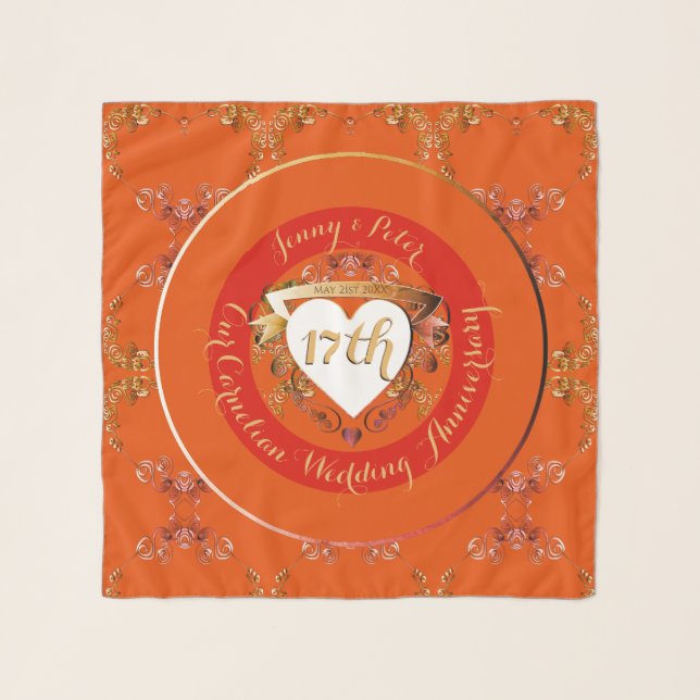 17th Carnelian Color Chiffon Scarf (Front)