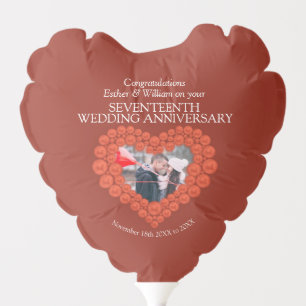 17th carnelian wedding anniversary custom photo balloon