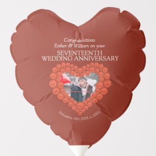 17th carnelian wedding anniversary custom photo balloon