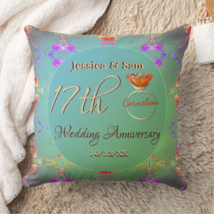 17th Carnelian Wedding Anniversary Throw Pillow