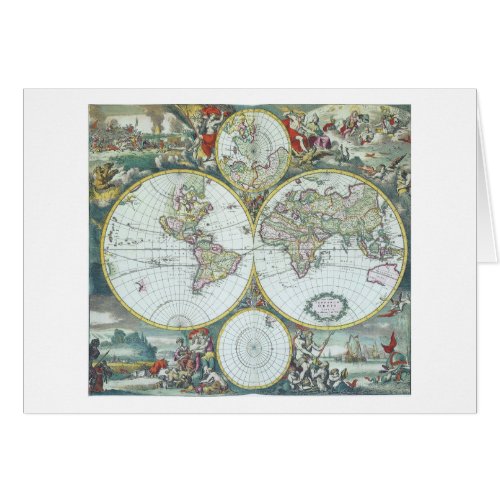 17th Century Antique World Map Frederick De Wit