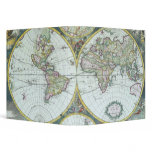 17th Century Antique World Map, Frederick De Wit 3 Ring Binder