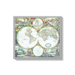 17th Century Antique World Map, Frederick De Wit Canvas Print