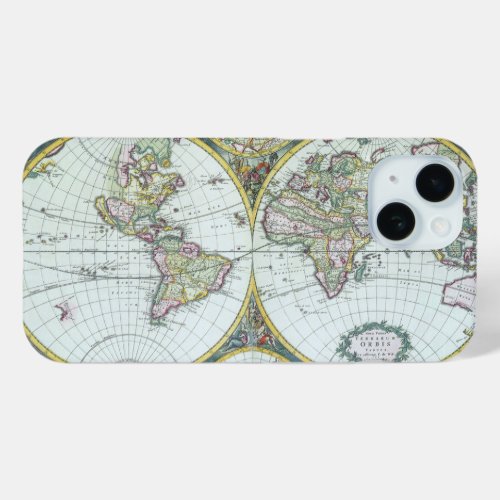 17th Century Antique World Map Frederick De Wit iPhone 15 Case