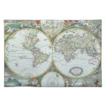 17th Century Antique World Map, Frederick De Wit Cloth Placemat