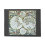 17th Century Antique World Map, Frederick De Wit Doormat