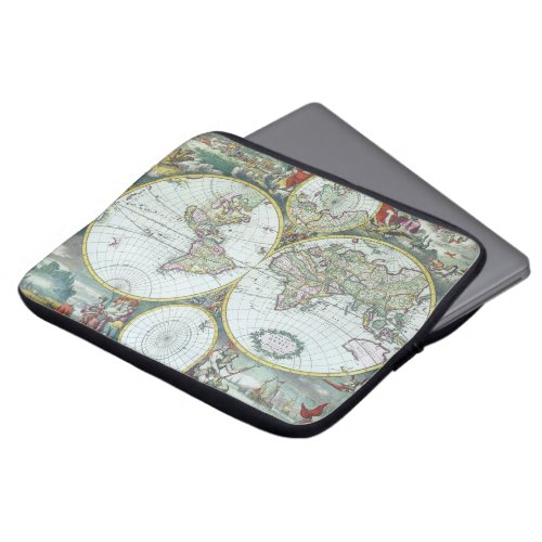 17th Century Antique World Map Frederick De Wit Laptop Sleeve