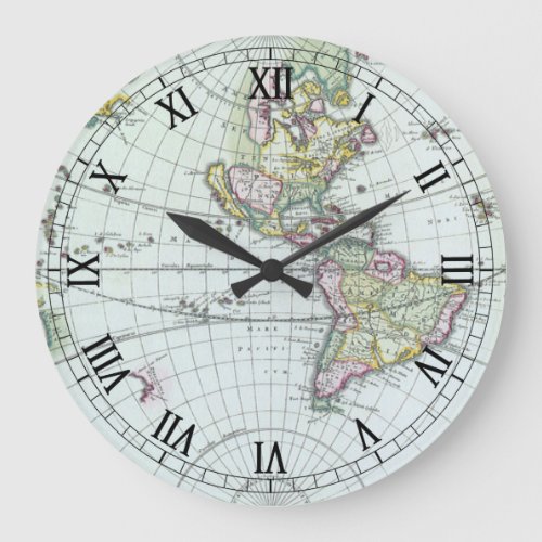 17th Century Antique World Map Frederick De Wit Large Clock