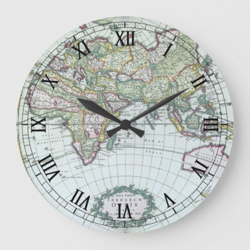17th Century Antique World Map Frederick De Wit Large Clock