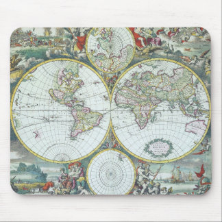 17th Century Antique World Map, Frederick De Wit Mouse Pad