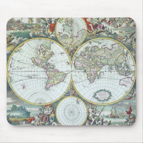 17th Century Antique World Map Frederick De Wit Mouse Pad