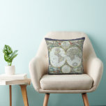 17th Century Antique World Map, Frederick De Wit Throw Pillow